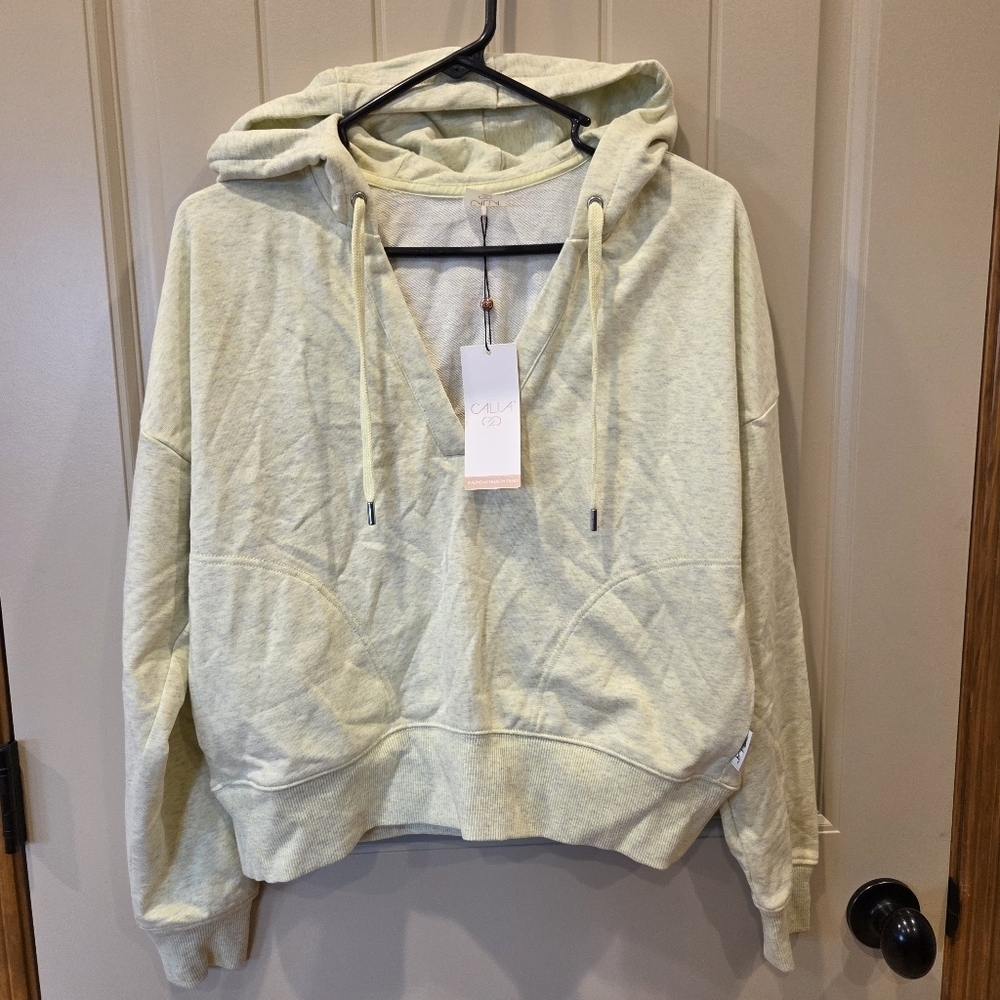 CALIA by Carrie Underwood Split Neck Hoodie Light Green Heather XS NWT - Picture 2 of 12